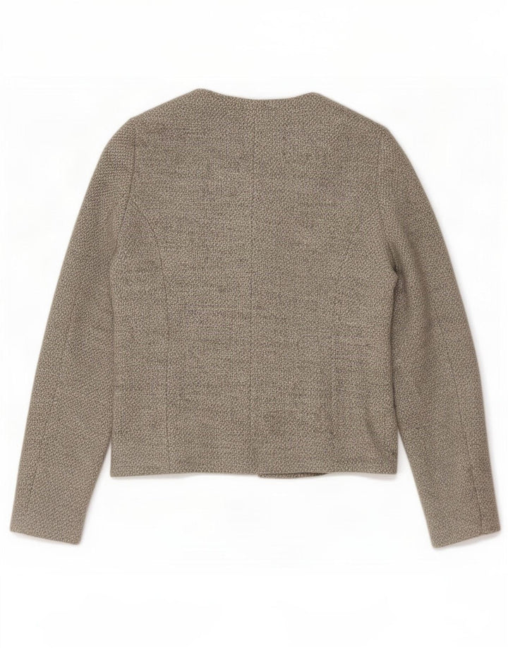 Benetton Damen Blazer Jacke UK 10 Small Graue Baumwolle