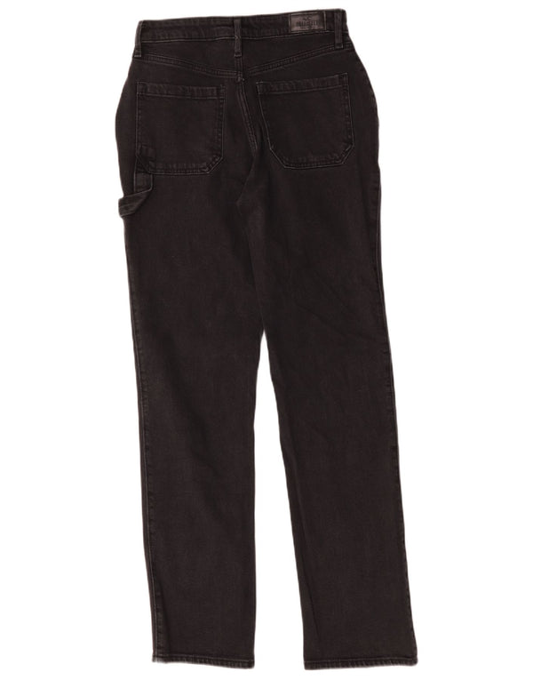 Hollister Damen High Rise Straight Jeans US 1 XS W25 L31 Schwarze Baumwolle