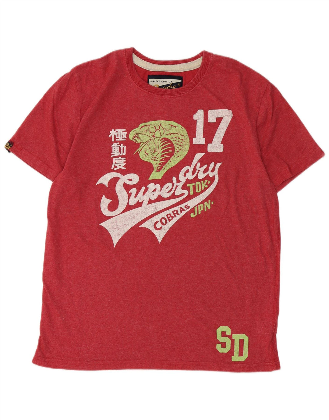 SUPERDRY Herren-T-Shirt mit Grafik, Größe L, aus roter Baumwolle