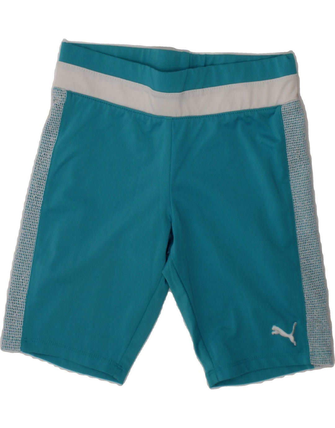 PUMA Girls Sport Shorts 9-10 Years Medium Blue Colourblock Polyester Vintage Puma and Second-Hand Puma from Messina Hembry 