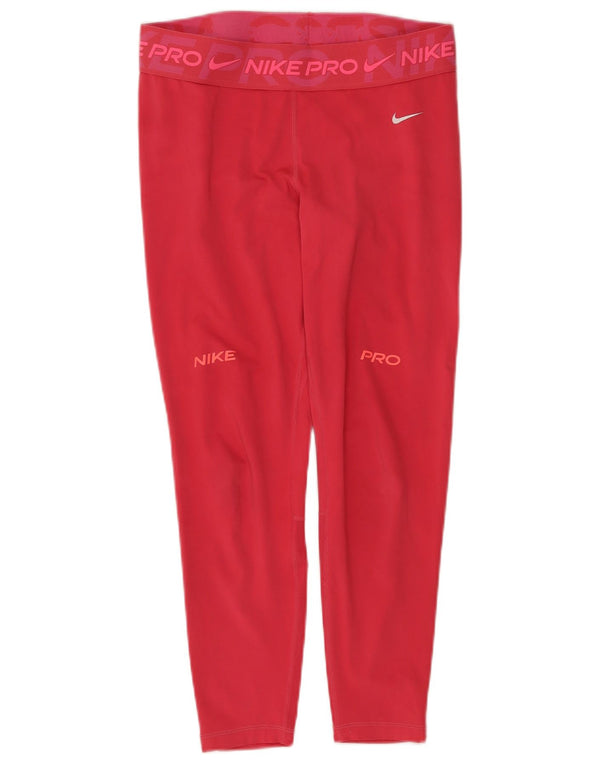 Nike Womens Dri Fit Graphic Capri-Leggings UK 14 Large Pink Polyester