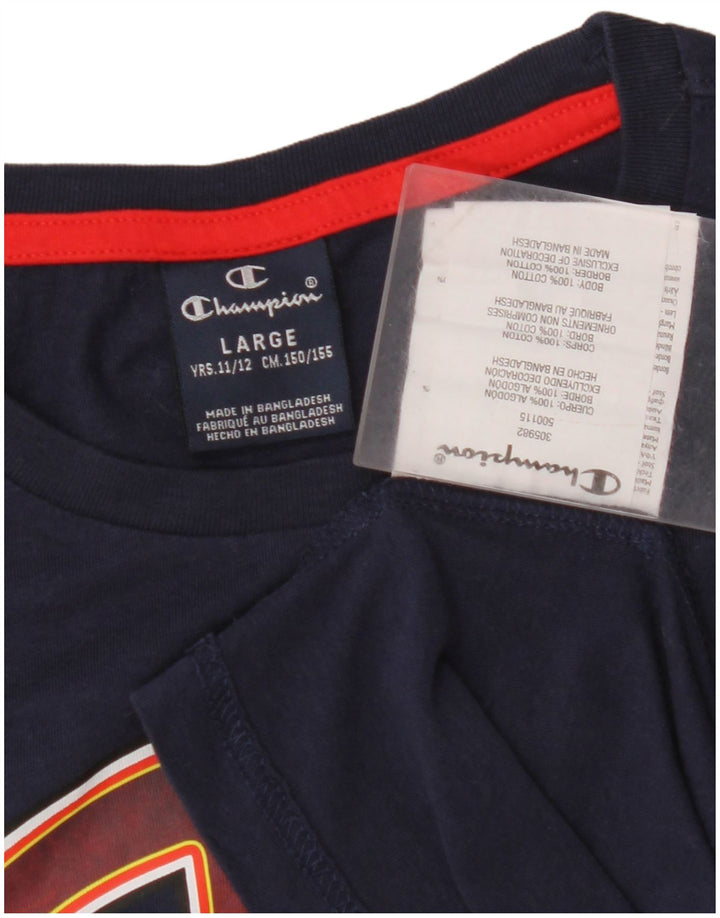 CHAMPION Jungen-Top mit Grafik, 11–12 Jahre, groß, marineblau, Baumwolle