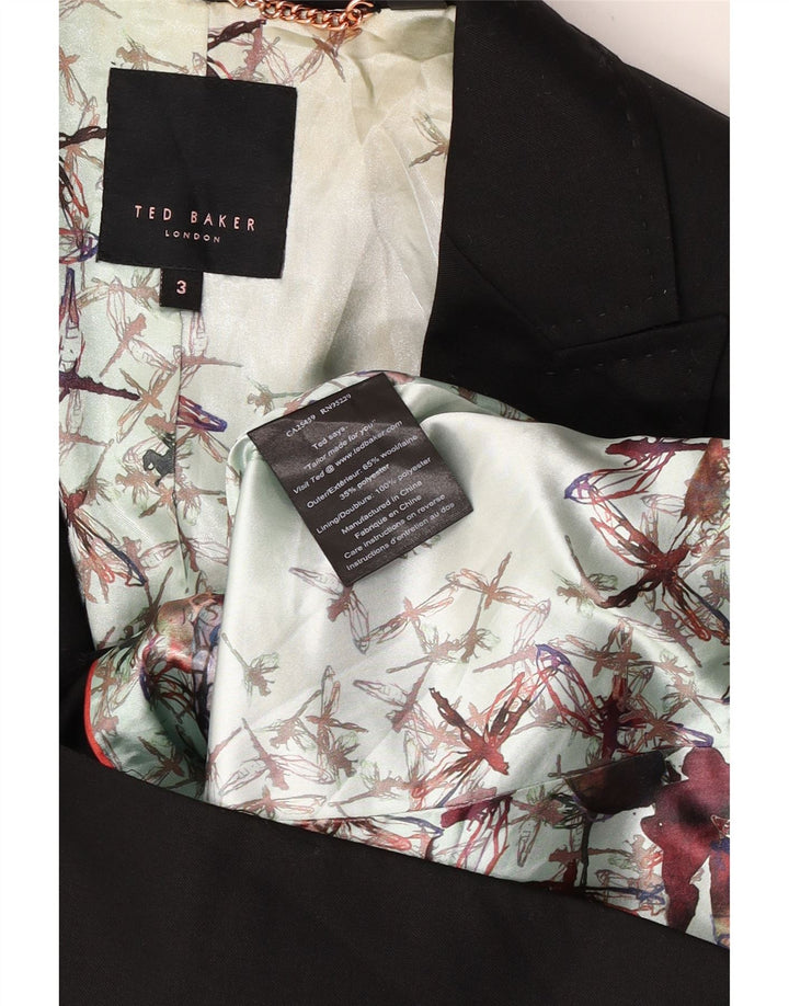 Ted Baker Damen-Blazer mit 1 Knopf, Größe 3, mittlere schwarze Wolle