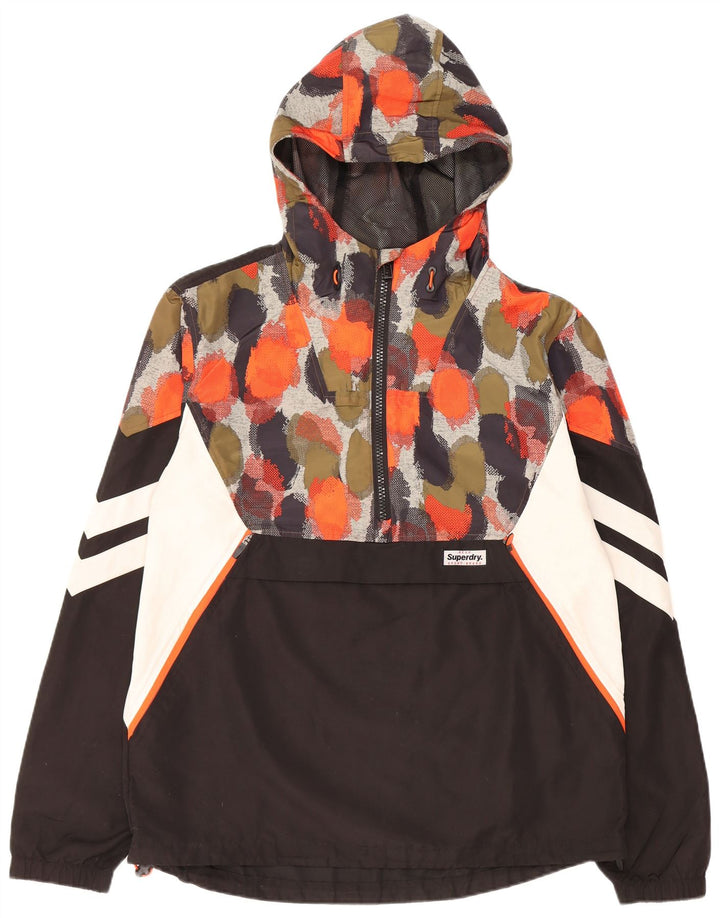 SUPERDRY Herren Kapuzenpullover Regenjacke UK 40 Large Schwarz Gepunktet