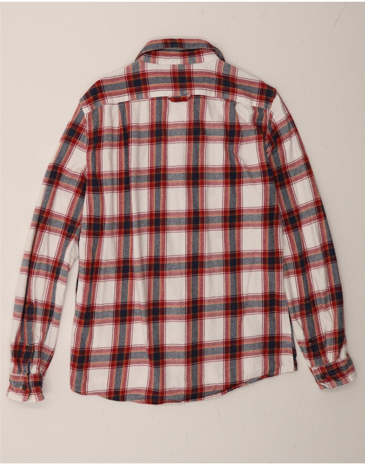 Superdry Herren Worker Wear Regular Fit Flanellhemd Mittelrot karierte Baumwolle