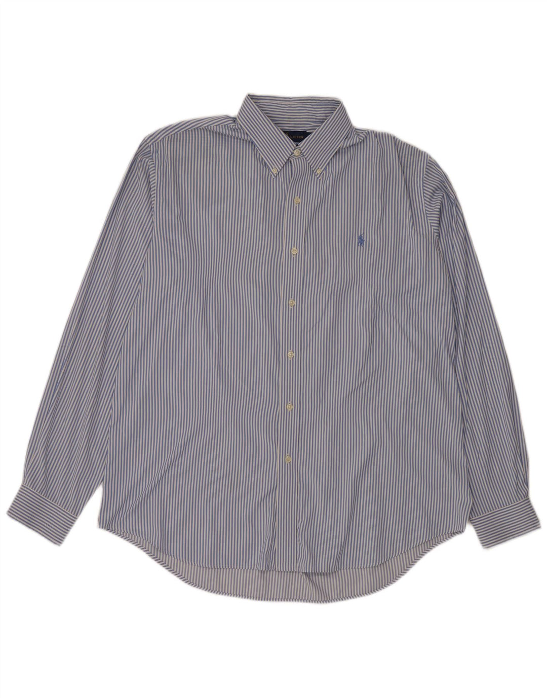Ralph Lauren Herren-Hemd, groß, blau gestreift, Nylon