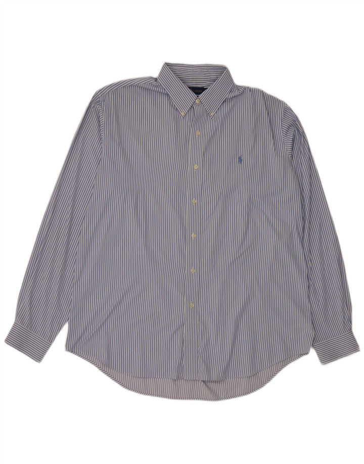 Ralph Lauren Herren-Hemd, groß, blau gestreift, Nylon