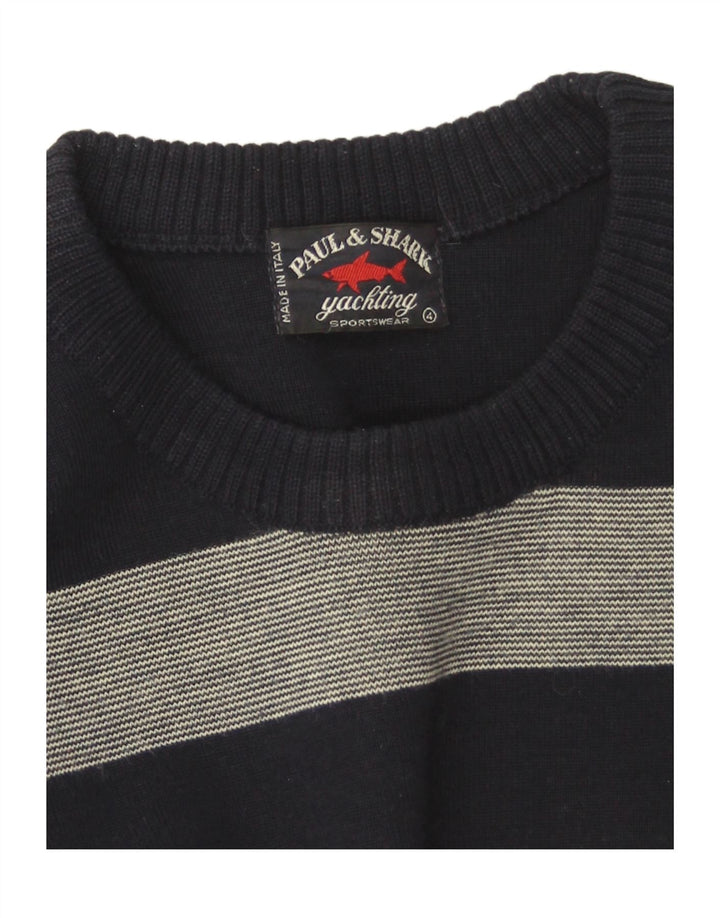 Paul & Shark Herren-Pullover mit Rundhalsausschnitt, mittleres Marineblau gestreift
