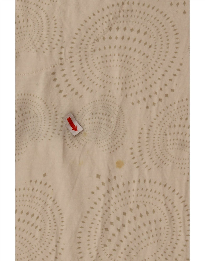 DESIGUAL Damen Grafik-T-Shirt-Oberteil UK 14 Große beige gepunktete Baumwolle