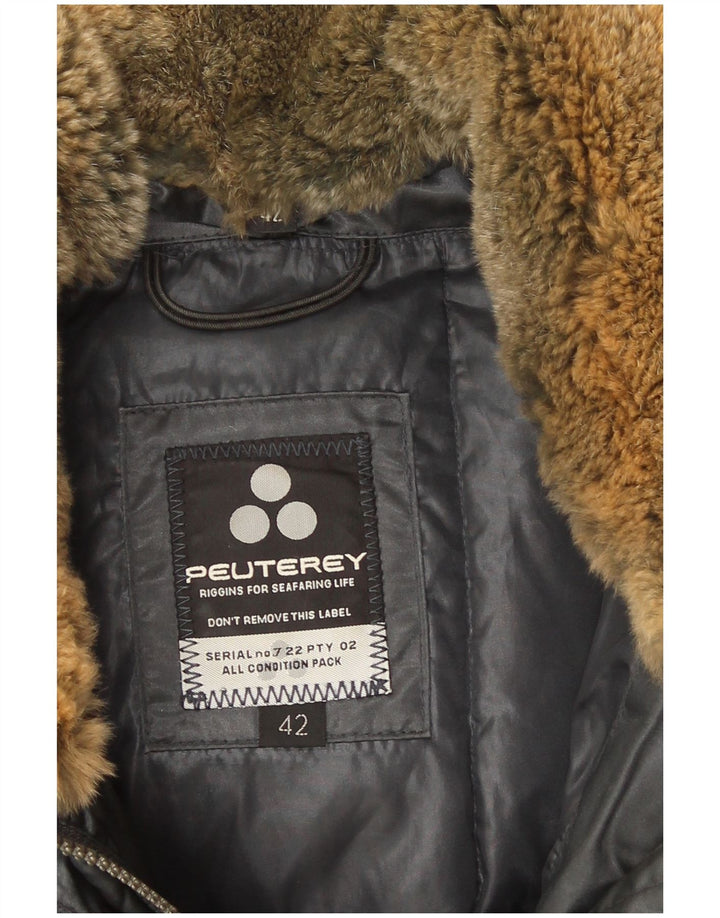 PEUTEREY Wattierte Damenjacke mit Kapuze IT 42 mittelgraue Baumwolle