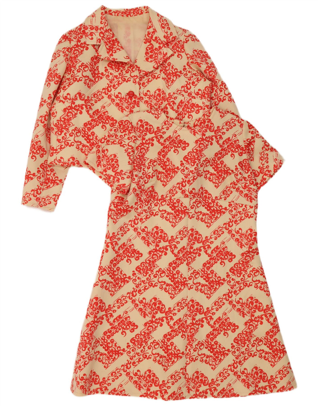Vintage Damen 2-teiliges Set UK 14 Large Beige Floral