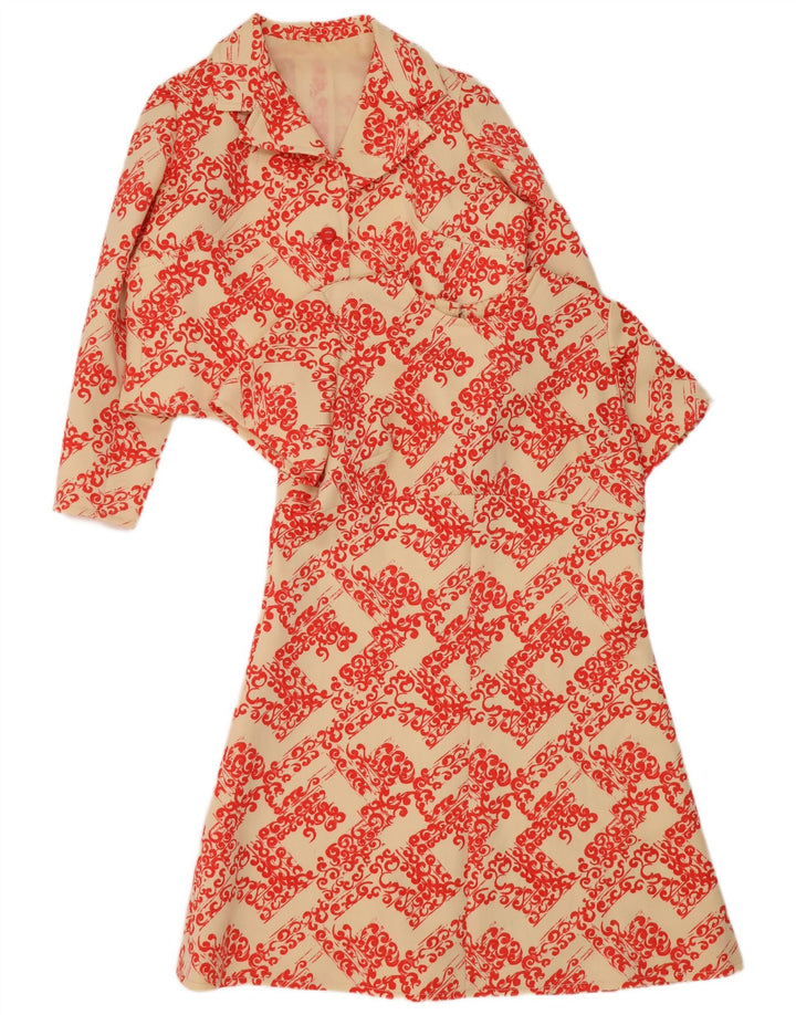 Vintage Damen 2-teiliges Set UK 14 Large Beige Floral