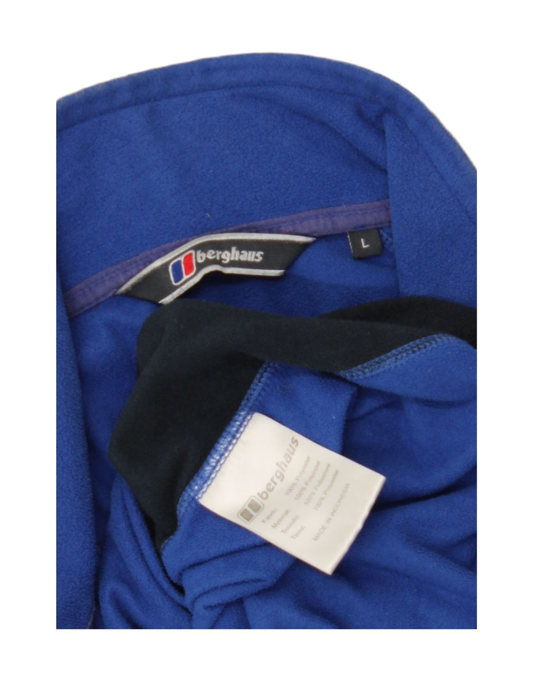 Berghaus Herren-Fleecepullover mit Reißverschluss am Hals, großes blaues Farbblock-Polyester
