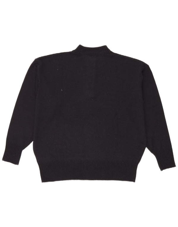 Vintage Damen Pullover mit Knopfkragen, UK 20 2XL, Marineblau, Acryl