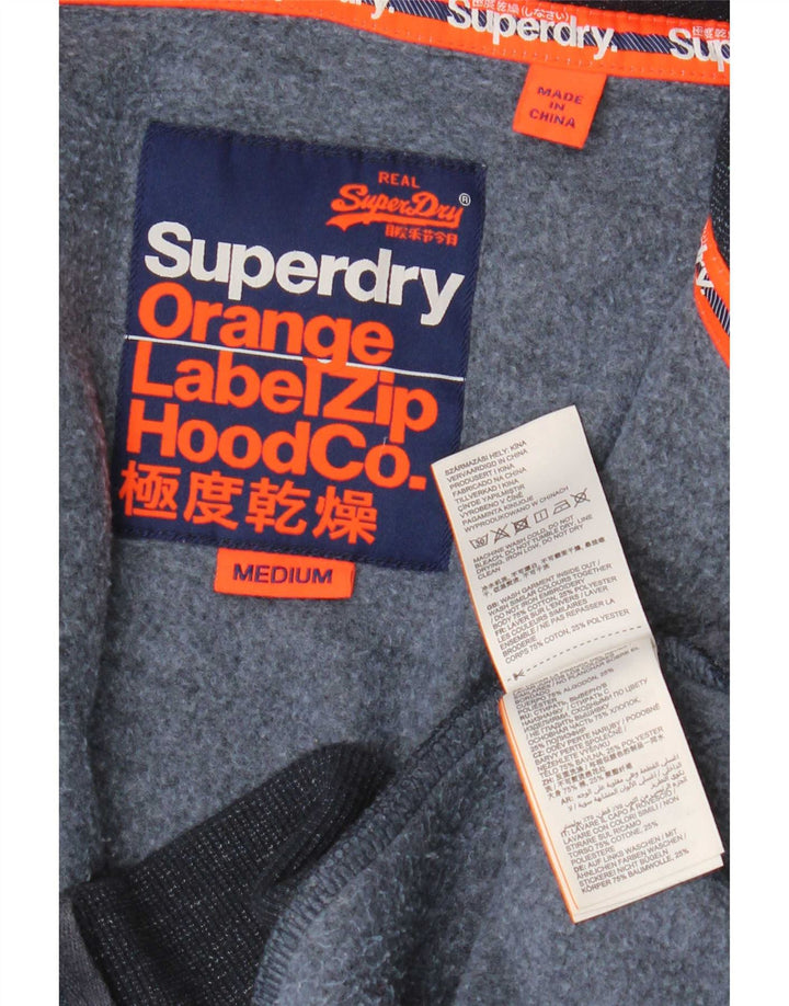 Superdry Herren-Kapuzenpullover mit Reißverschluss, mittelmarineblau gesprenkelte Baumwolle