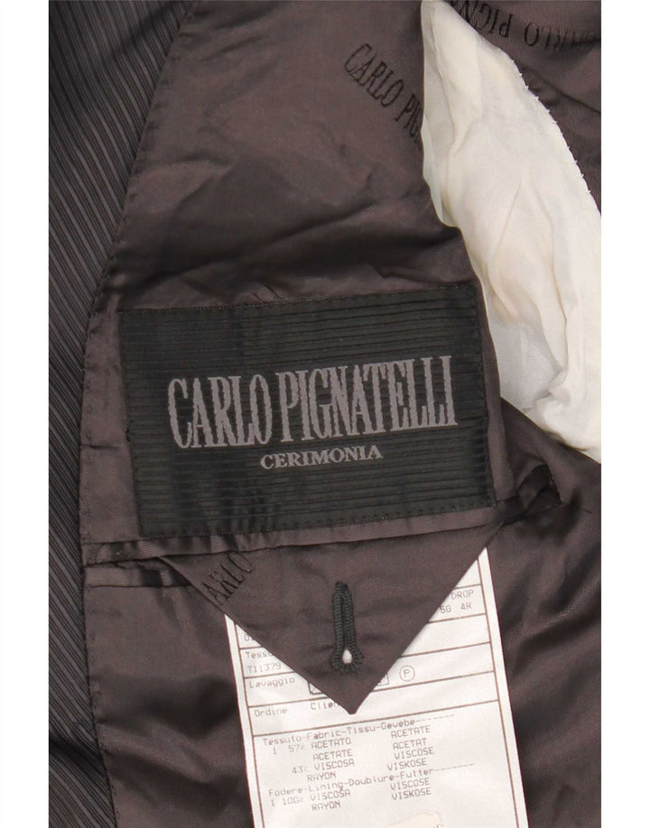 Carlo Pignatelli Herren-Blazer mit 4 Knöpfen, IT 50, groß, schwarzer Nadelstreifen