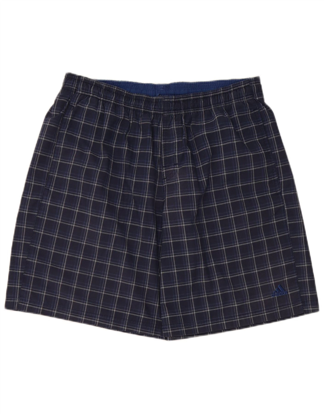 Adidas Herren-Badeshorts, groß, marineblau, kariert, Polyester