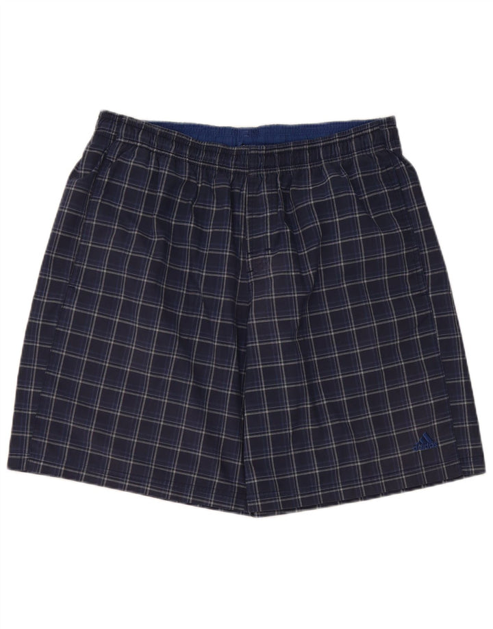 Adidas Herren-Badeshorts, groß, marineblau, kariert, Polyester