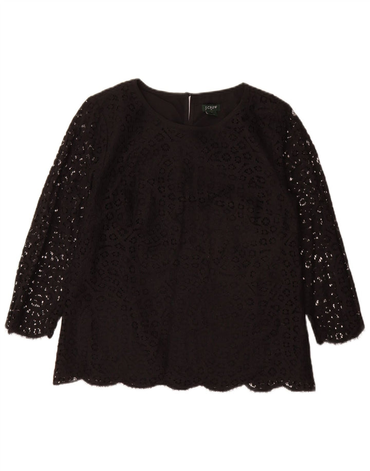 J. CREW Damen-Blusenoberteil mit 3/4-Ärmeln, US-Größe 8, mittelschwarz, geblümt, Baumwolle