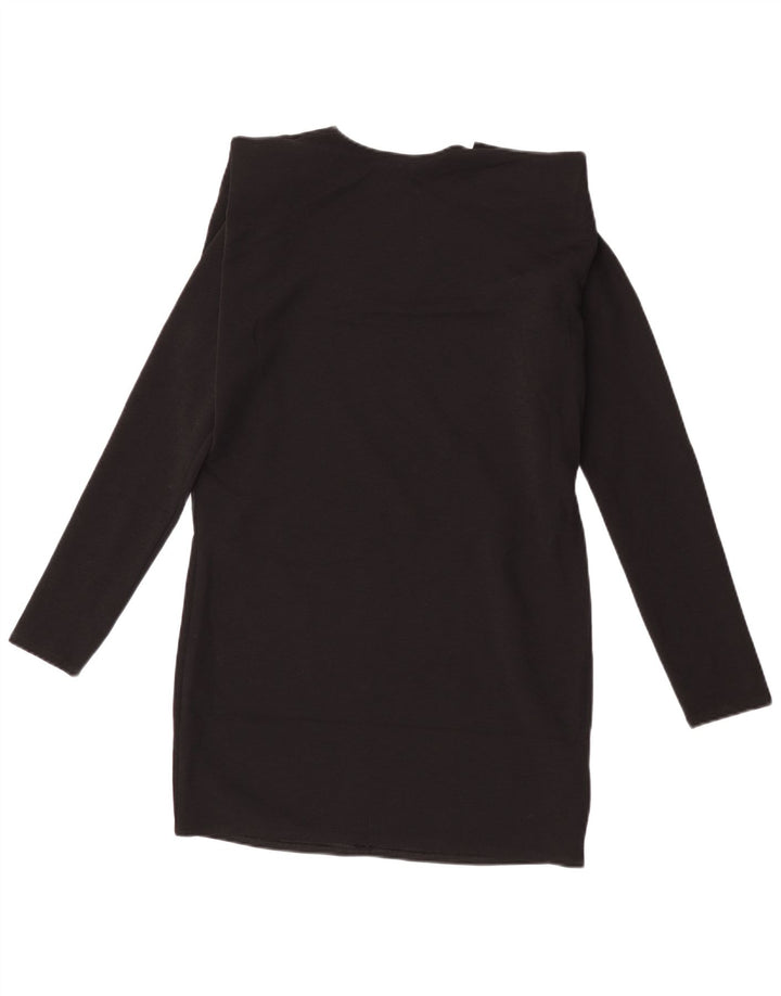 Zara Damen Langarm-Etuikleid UK 14 Mittelschwarz
