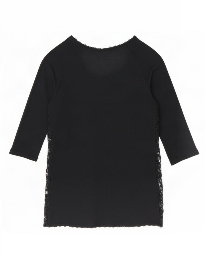 Zara Damen Durchsichtiges Top mit 3/4-Ärmeln, UK 12, Mittelschwarz