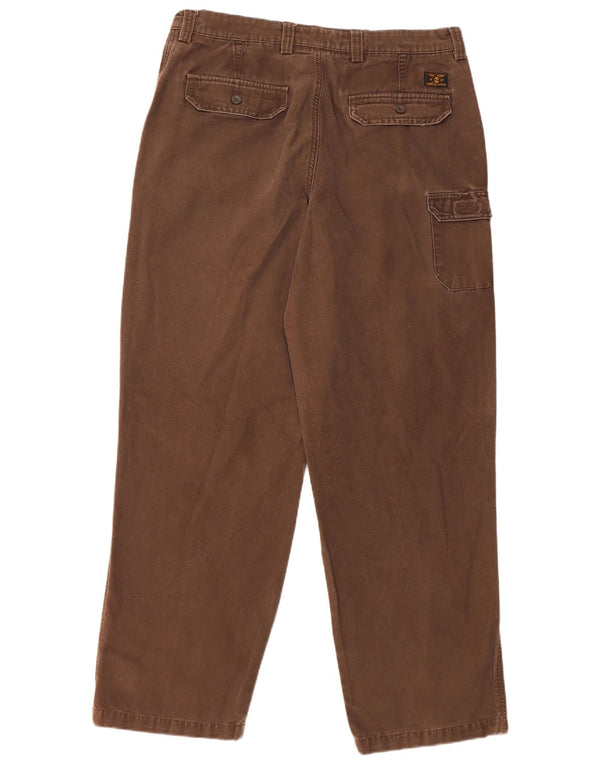 IZOD Mens Straight Cargo Trousers W36 L32 Brown Cotton