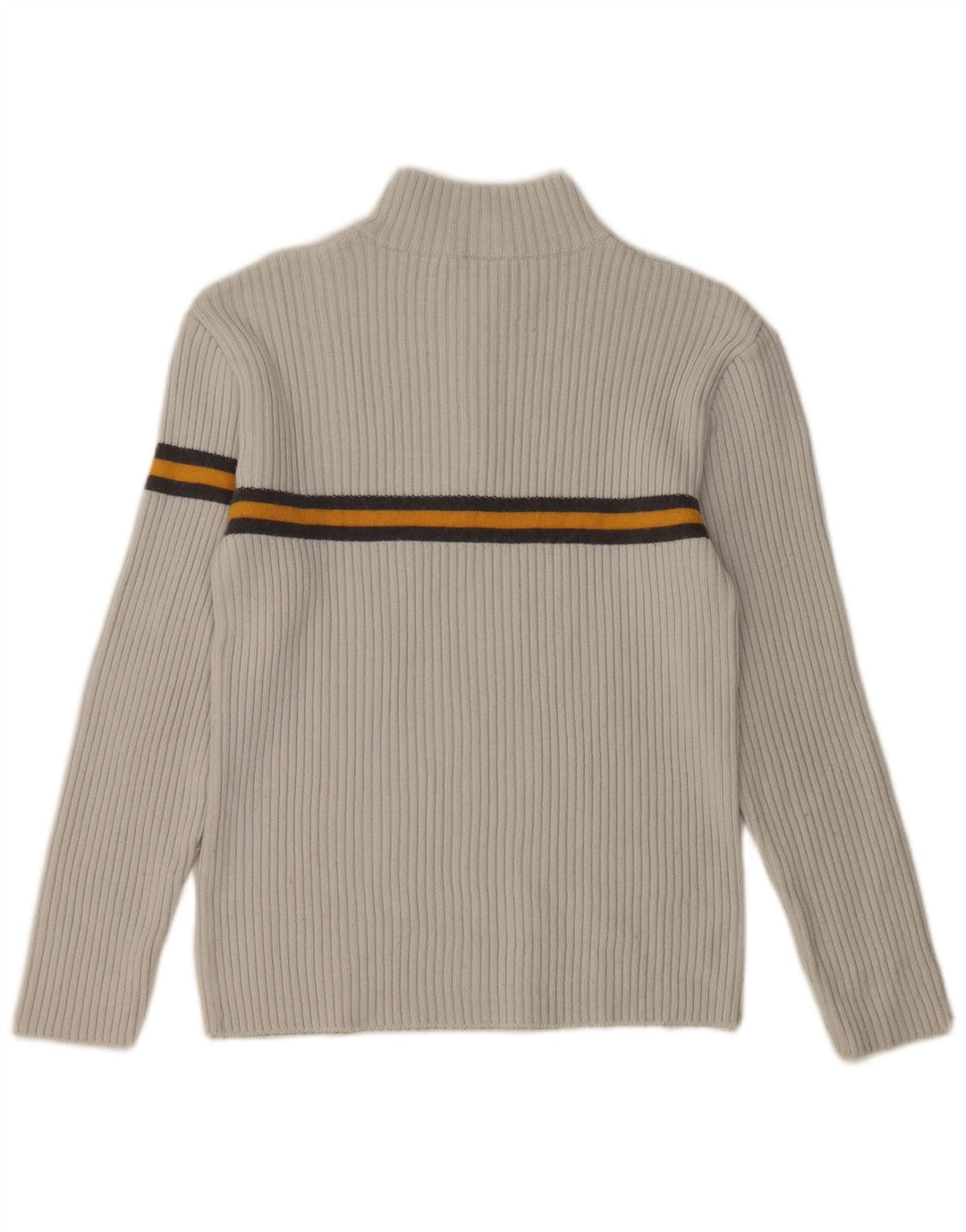 FILA Damen-Pullover mit Reißverschluss am Hals, UK 10, kleine grau gestreifte Wolle