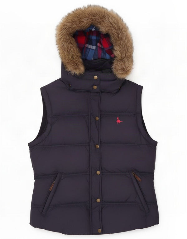 Jack Wills wattierte Weste mit Kapuze für Damen, UK 12, mittleres Marineblau