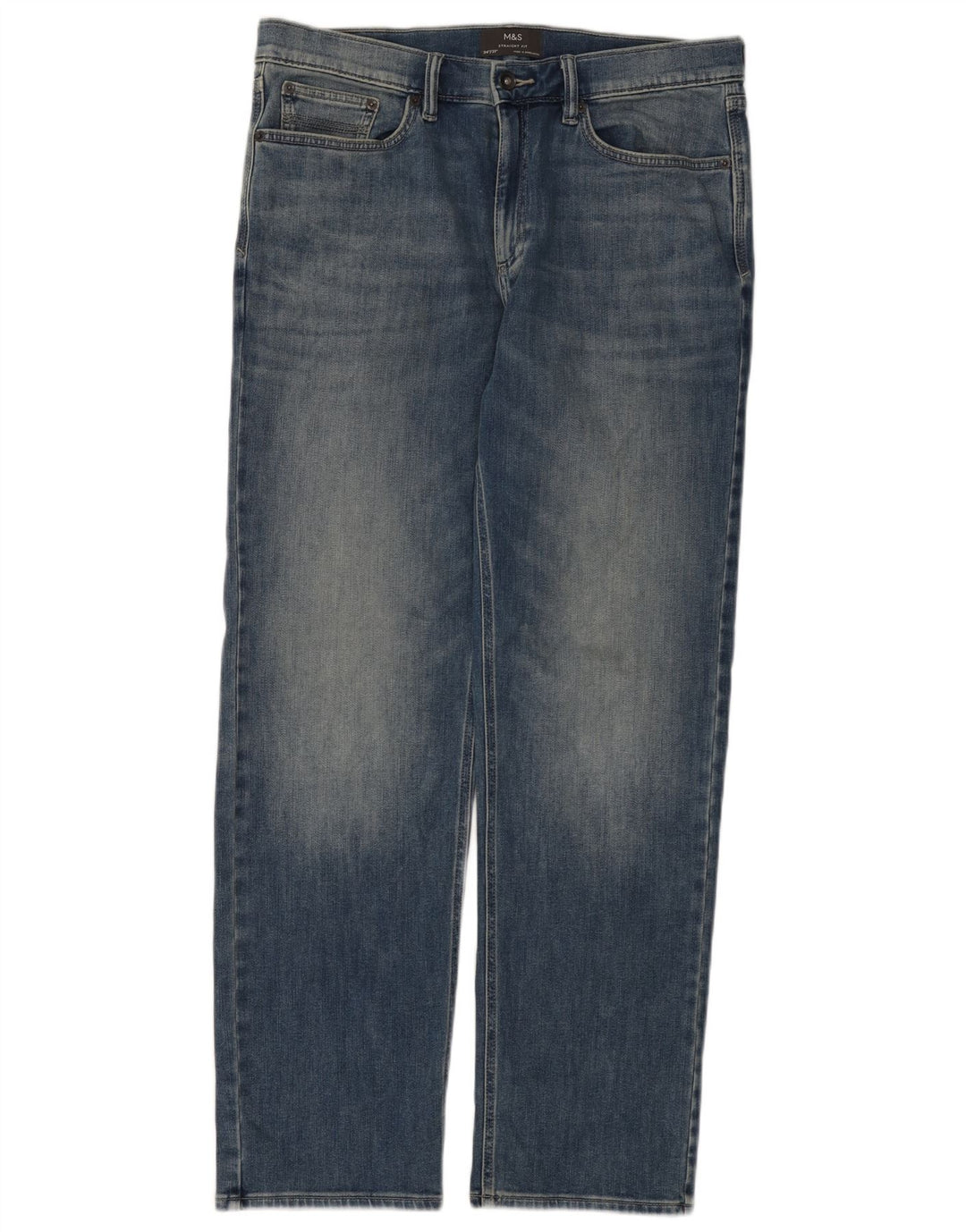 Marks & Spencer Herren Straight Jeans W34 L31 Blaue Baumwolle