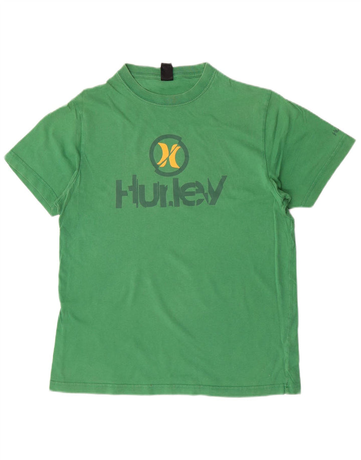 Hurley Herren Grafik-T-Shirt-Oberteil aus mittelgrüner Baumwolle