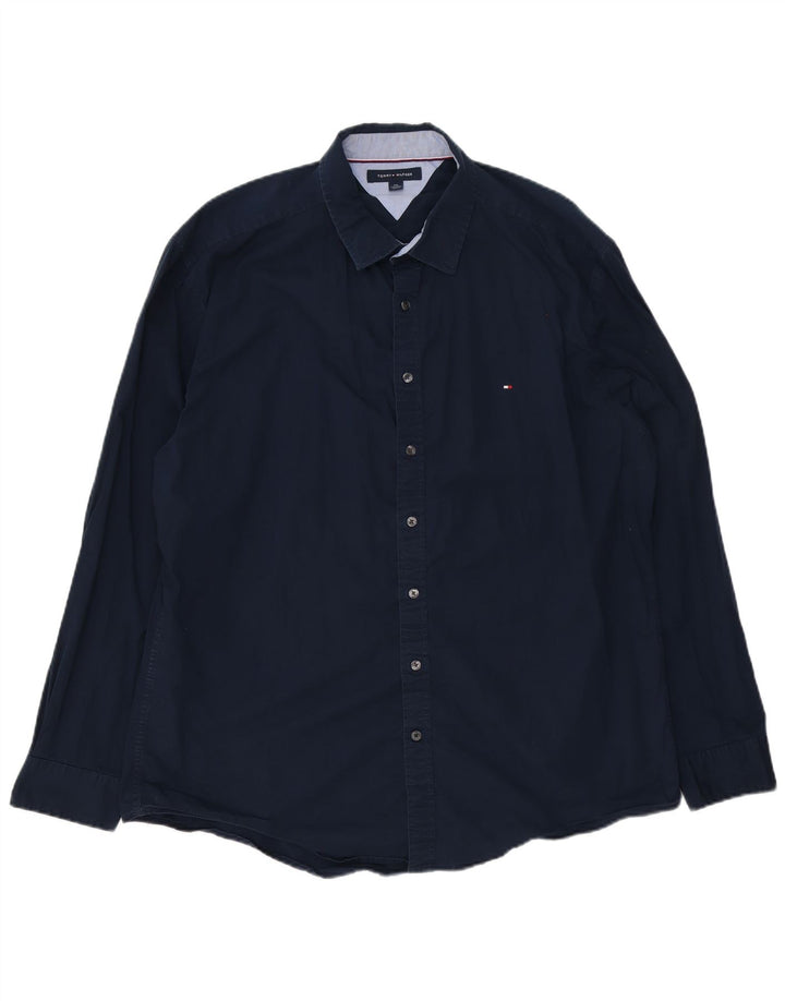 Tommy Hilfiger Herrenhemd 2XL Marineblau Baumwolle