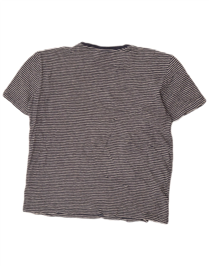 Cos Herren-T-Shirt-Oberteil aus mittelblauer, gestreifter Baumwolle