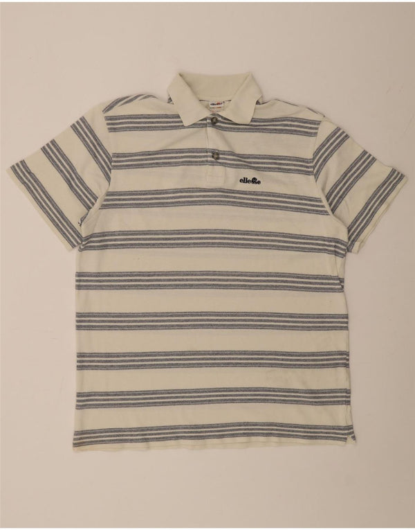 Ellesse Herren-Poloshirt, UK 38, mittelweiß, gestreift, Baumwolle