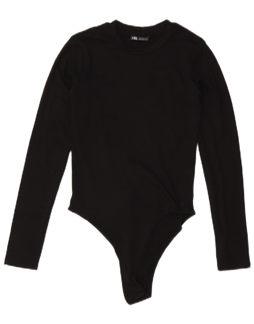 ZARA Damen Langarm-Body UK 14 Large Schwarz