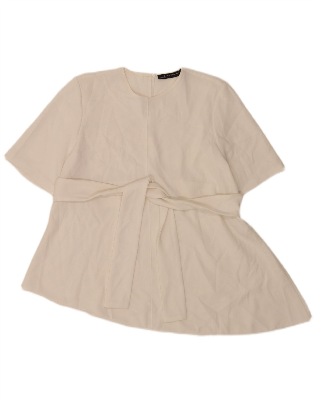 Asymmetrisches Blusenoberteil für Damen von Zara, UK 12, Mittelweiß, Polyester