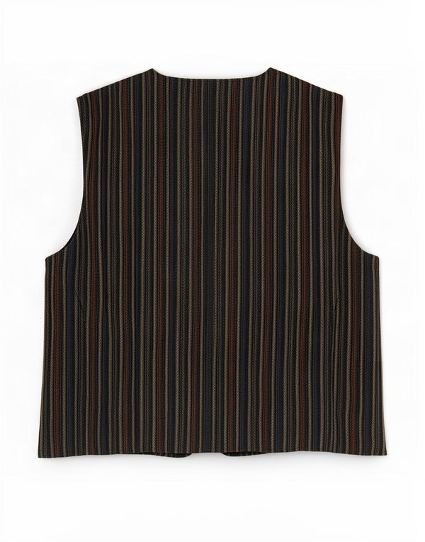 Cartouche Herrenweste, groß, beige gestreift, Polyester