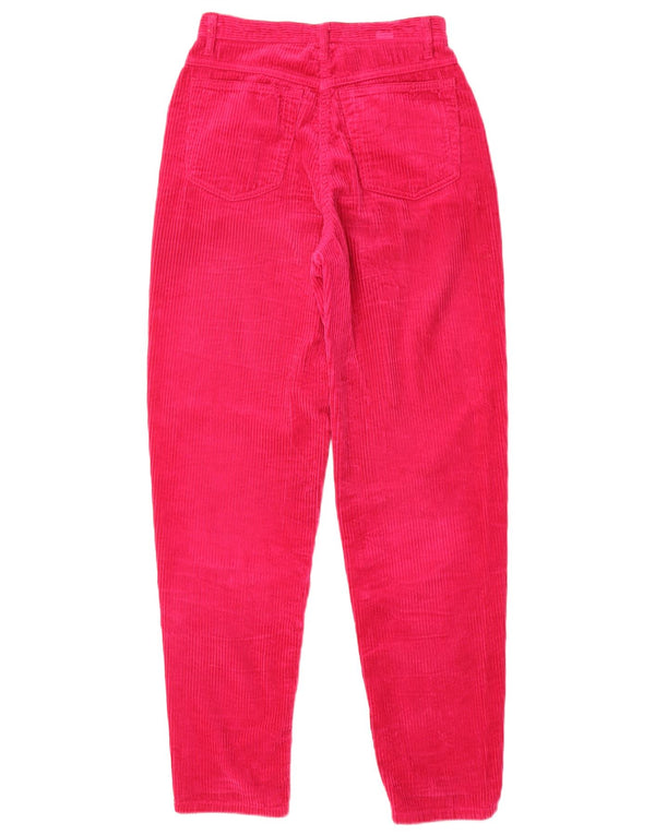 Benetton Damen Tapered Cordhose IT 40 Small W26 L30 Rosa Baumwolle
