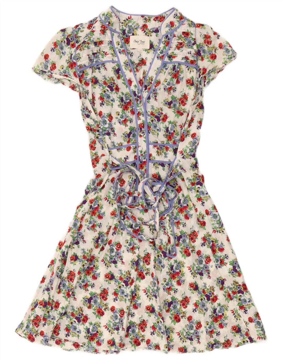 Oasis Damen A-Linien-Kleid UK 12 Mittelweiß geblümt