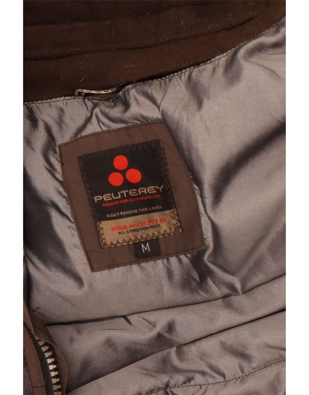 PEUTEREY Herren-Jacke mit Kapuze, gepolstert, UK 38, mittelbraun, Baumwolle