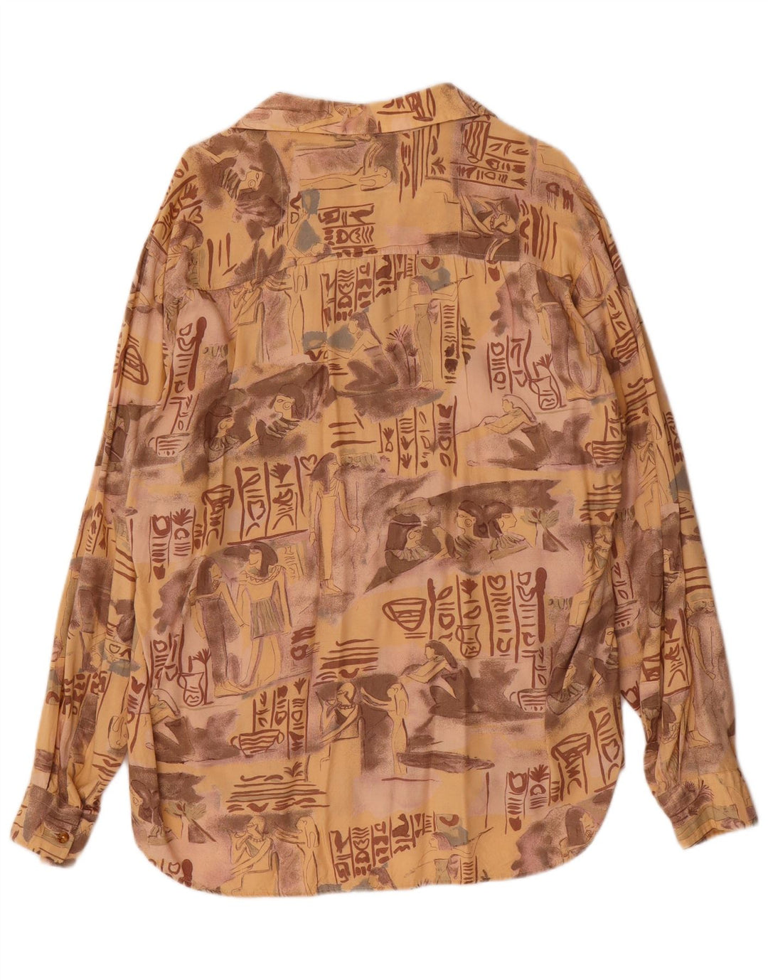 Vintage Herren Grafikshirt XL Beige Viskose