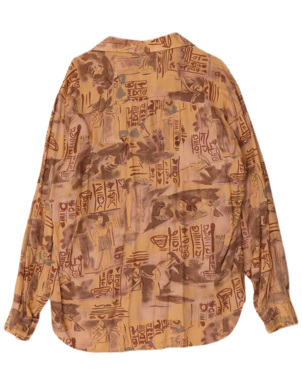 Vintage Herren Grafikshirt XL Beige Viskose