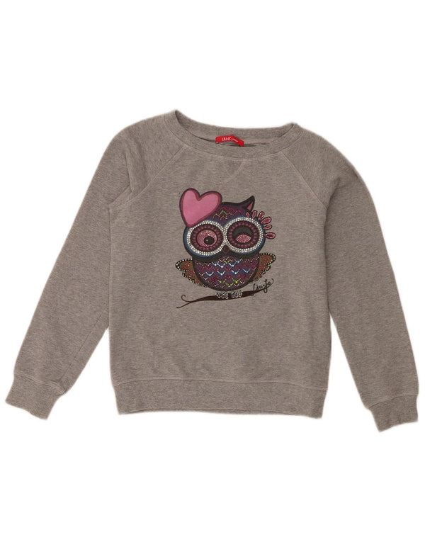 Liu Jo Mädchen-Sweatshirt mit Grafik, 11–12 Jahre, graue Baumwolle