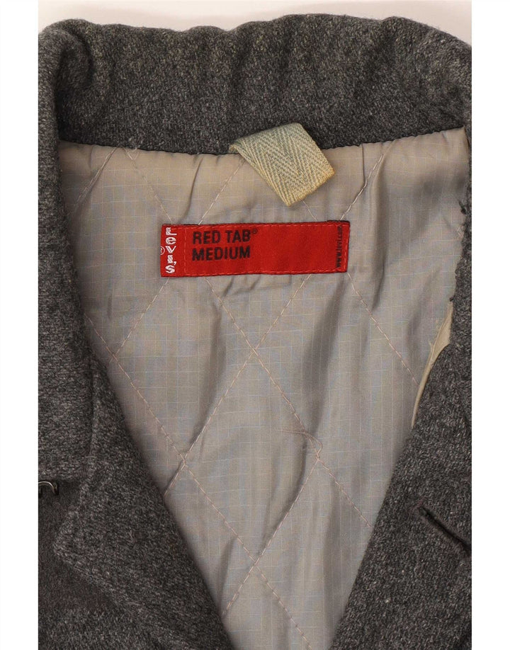 Levi's Herren-Windbreaker-Mantel mit 3 Knöpfen, UK 38, mittelgraue Wolle