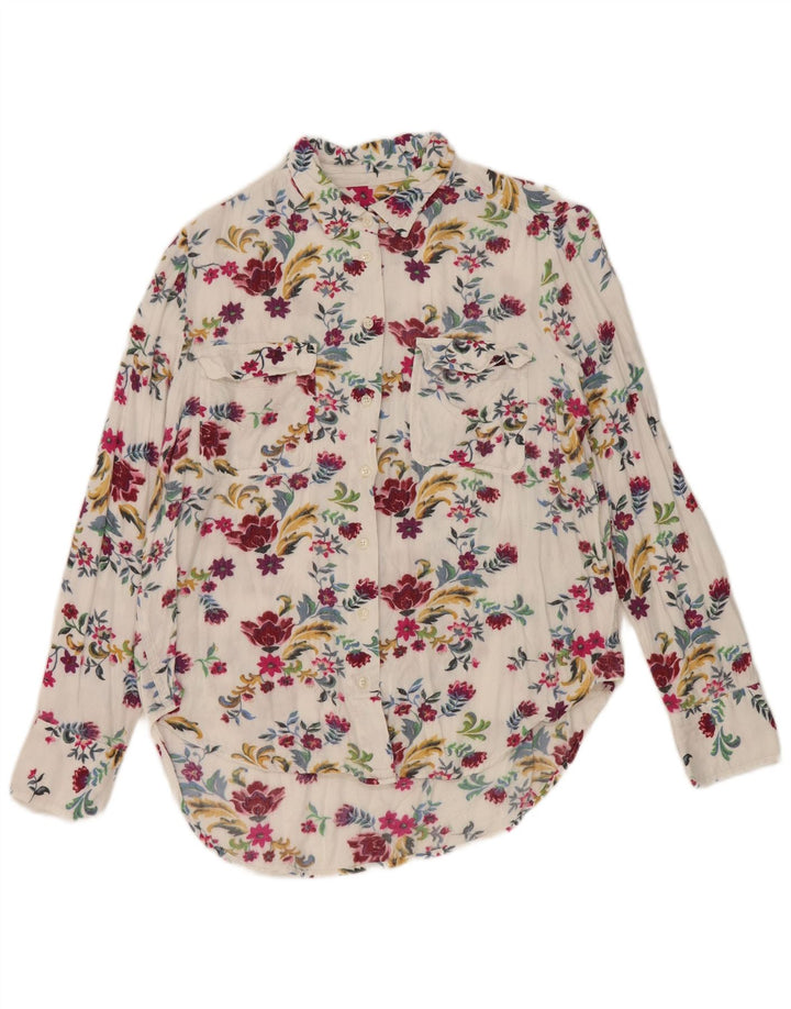 Marks & Spencer Damen-Hemd UK 12 Mittelweiße, geblümte Viskose