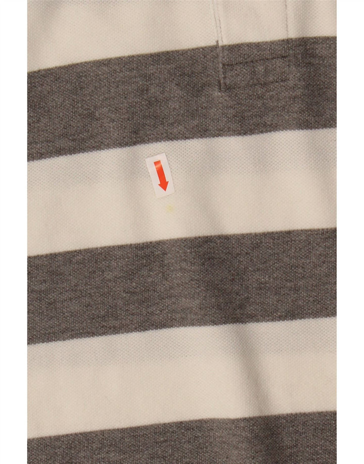 Gap Herren-Poloshirt, groß, grau gestreift, Baumwolle