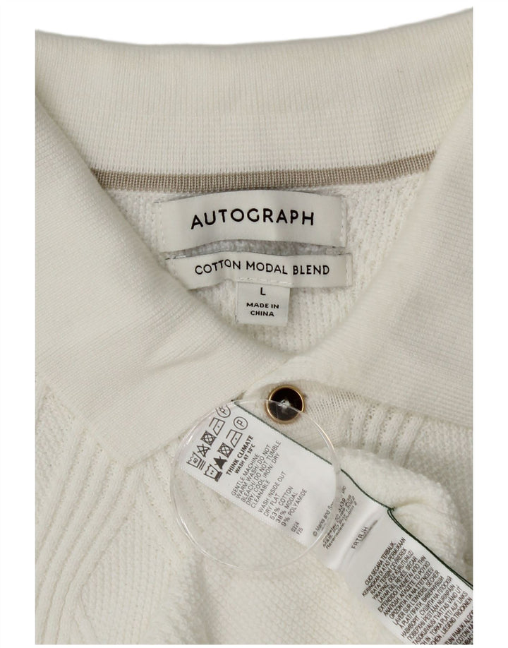 Marks & Spencer Herren-Pullover „Autograph“ mit Rollkragen, Größe L, Baumwolle, Weiß