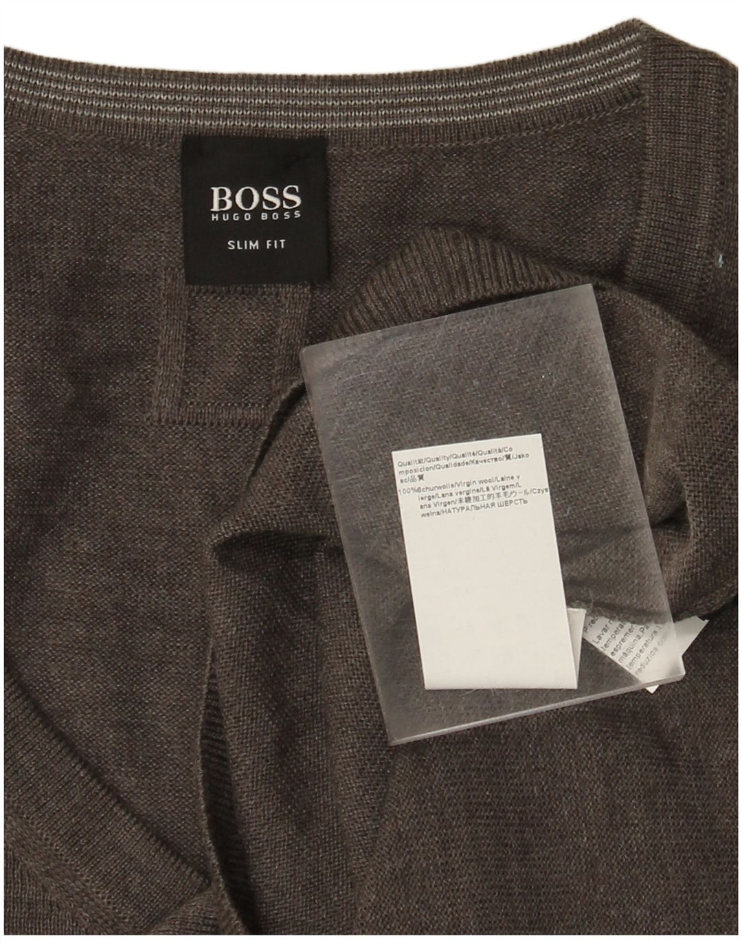 HUGO BOSS Herren Slim Fit V-Ausschnitt Pullover Pullover 3XL Graue Wolle