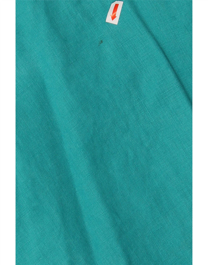 RALPH LAUREN Damen Langarm-Blusenoberteil UK 14 Mitteltürkises Leinen