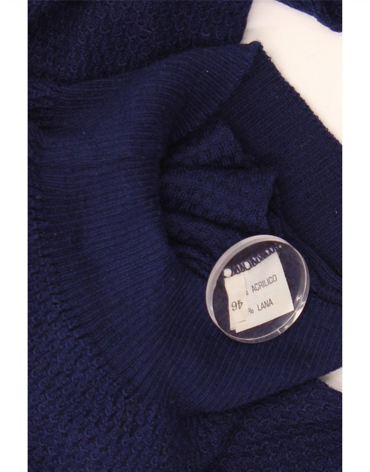 VINTAGE Damen Pullover mit V-Ausschnitt IT 46 Großes Marineblaues Acryl