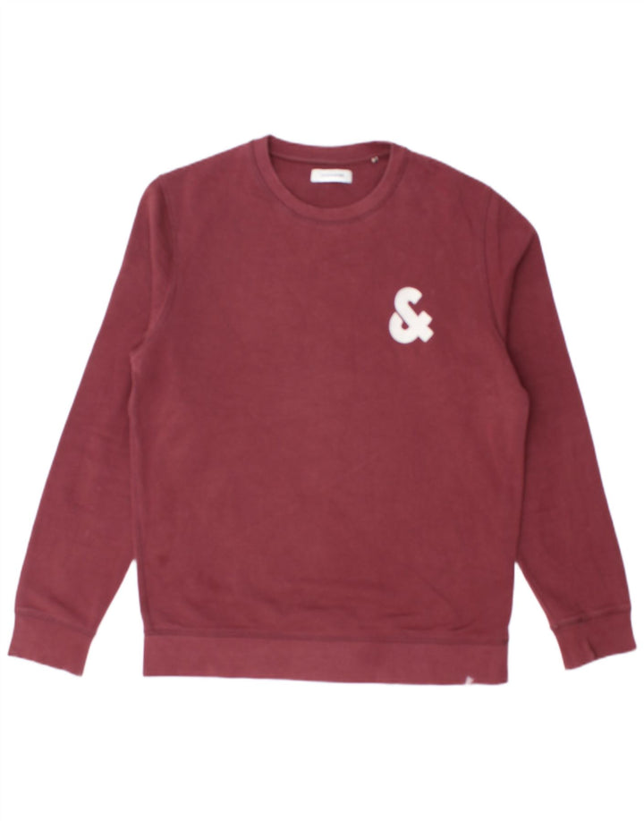 JACK & JONES Herren-Sweatshirt mit Grafik, mittlere Burgunderrote Baumwolle